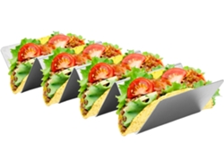 Soporte para tacos de acero inoxidable, accesorio antideslizante para servicios de catering y eventos. Gokoco