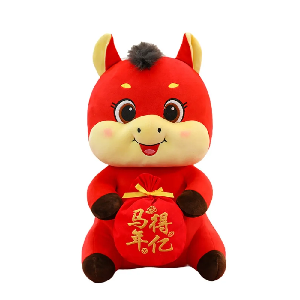 Año del Caballo 2026, Mascota del Caballo Chino, Peluche Tradicional del Zodiaco de Buen Augurio MDUG (rojo, 20 cm)