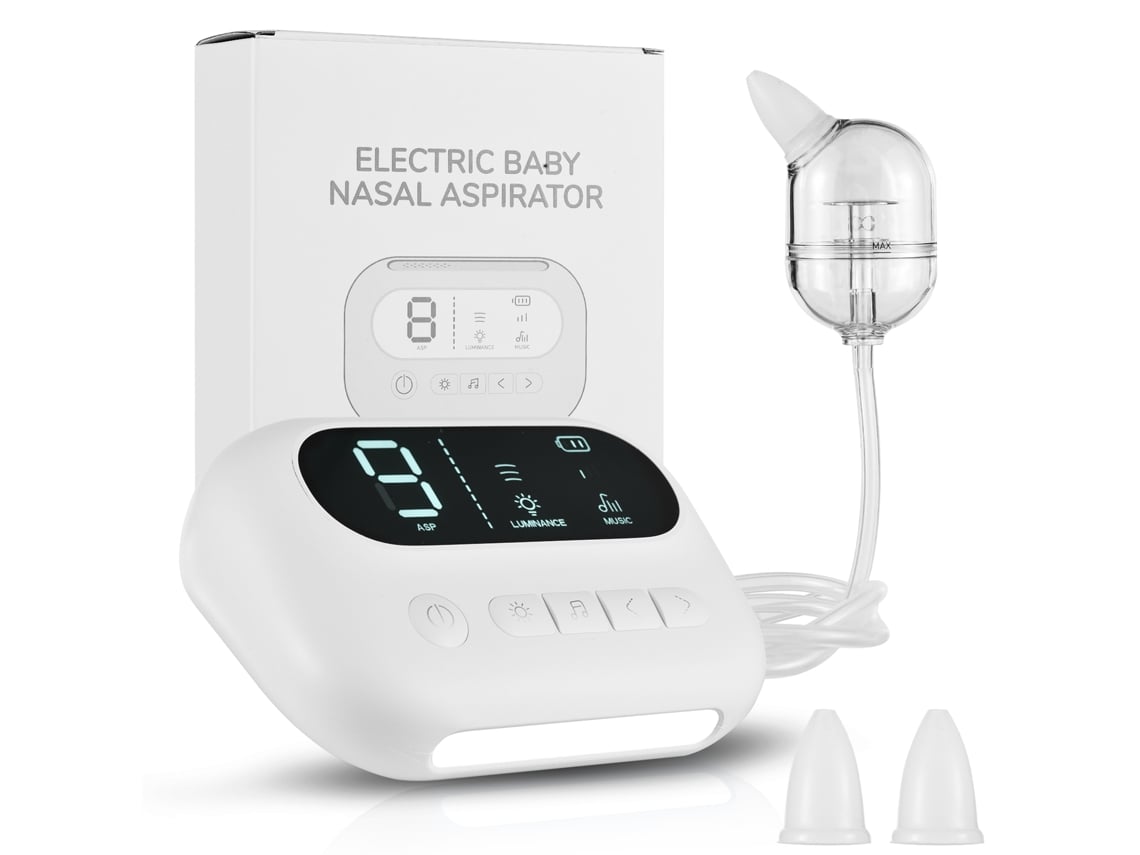 Aspirador Nasal Elétrico Para Bebê 9 Níveis Luz Noturna Música Suave Bateria Interna