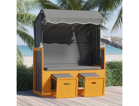 MAISON EXCLUSIVE Silla Strandkorb dosel ratán sintético madera negro antracita