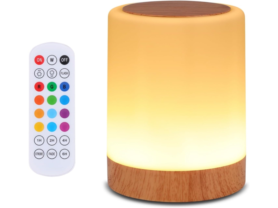 Candeeiro De Mesa De Cabeceira Regulável Recarregável Usb Touch Night Light Com Mudança De Cor 13 Rgb 