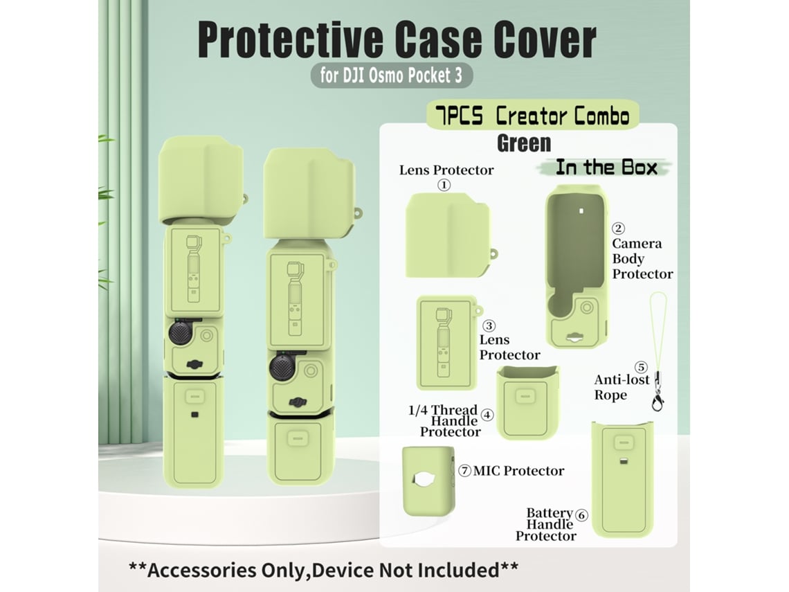 Capa Silicone Para Dji Osmo Pocket 3/xtra Muse,ecrã E Microfone, Leve, Antirriscos Verde Hexinyigjly