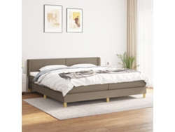 Cama Box Spring Con Colchón Tela Gris Taupe 200x200 Cm