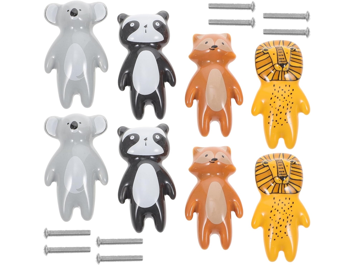 Juego De 8 Pomos De Cerámica Con Diseño De Panda Y Koala Para Cómoda/armario