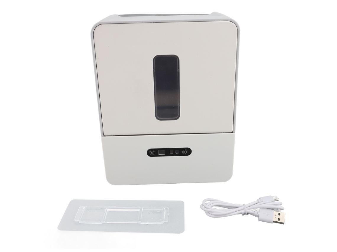 Dispensador automático de toallas de papel sin contacto con luz nocturna para cocina y baño, montaje en pared, batería de 1200 mAh, color gris
