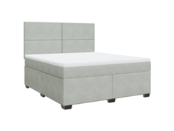 Maison Exclusive - Cama Box Spring Con Colchón Terciopelo Gris Claro 180x200 Cm