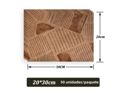 50 hojas de papel pergamino antiadherente, apto para alimentos, tortillas para hamburguesas y patatas fritas de boniato. MDUG (marrón, 20x30cm)
