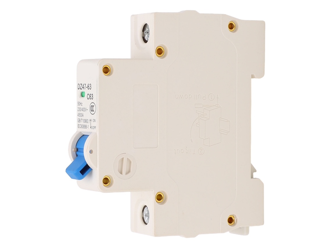Disyuntor Miniatura Monofásico, Capacidad De Ruptura De 4500 A, Ignífugo, Montaje En Riel Din, 230 V, 400 V.