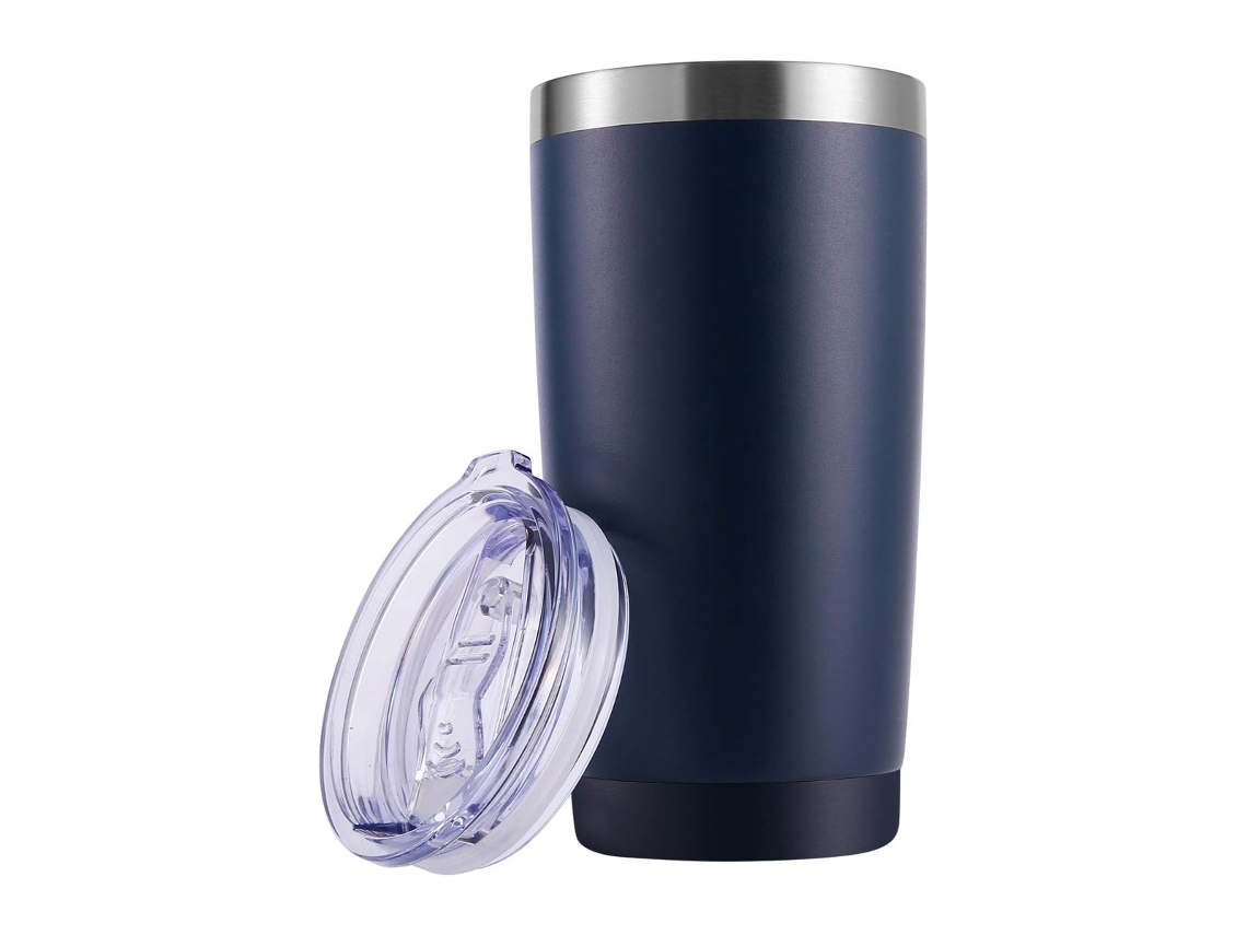 Taza de 590 ml (20 oz), vaso de acero inoxidable con aislamiento al vacío para bebidas frías y calientes con tapa Neveance (paquete de 2, negro)