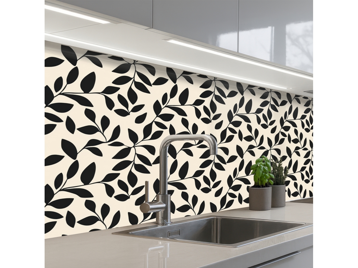 Elegantes paneles para salpicadero de cocina - Estampados - Negro - Beige 150x80 cm