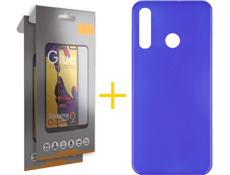 Kit Funda + 2 Protectores de Pantalla Huawei P Smart 2019 Plus SKYHE Liso Azul