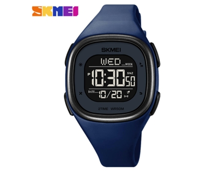 Reloj electrónico deportivo al aire libre Reloj luminoso impermeable Reloj digital LED unisex-Azul oscuro LUUCOZK