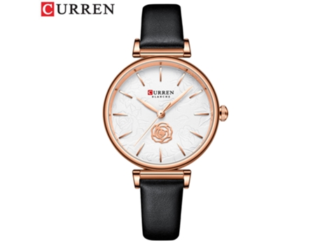 Relojes de Moda para Mujer Reloj Impermeable de Cuarzo con Correa de Cuero para Mujer-Concha Rosa Blanca LUUCOZK