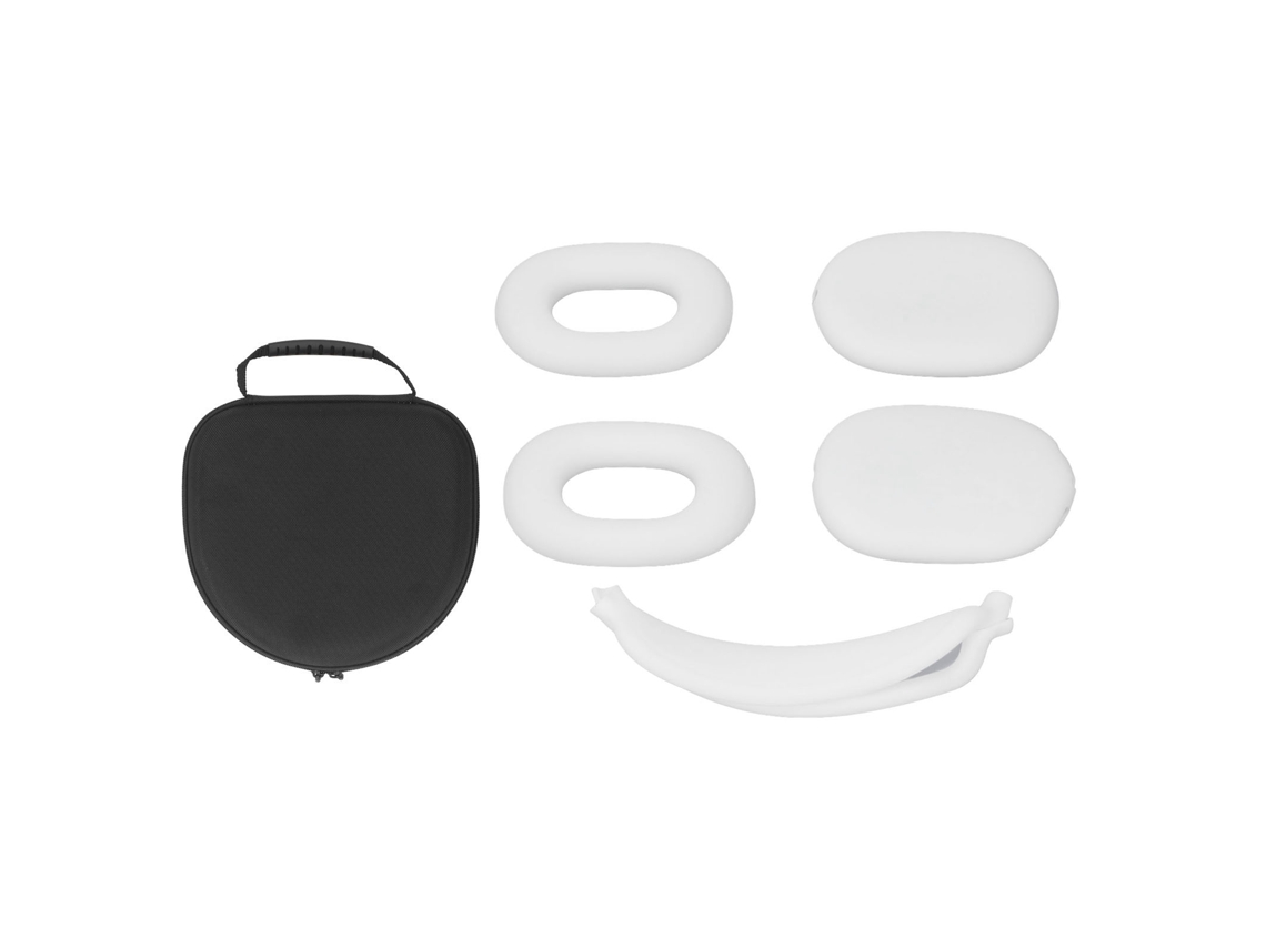 Estuche Rígido De Eva Para Auriculares Con Funda Acolchada Y Banda Portátil Con Bolsillo De Malla - Blanco