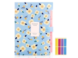 2026rebe-carpeta Expansible A4, Carpeta De Archivo Azul Con Diseño Floral, 8 Bolsillos, Material Plástico