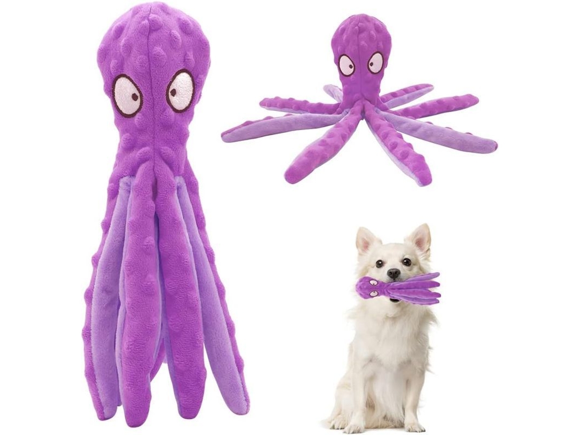 2026-juguete Para Perros Pequeños Sin Relleno, Juguete De Peluche Pulpo Duradero Con Papel Crujiente Para Cachorros Mordisqueo Morado