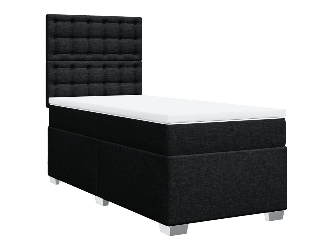 Maison Exclusive - Cama Box Spring Con Colchón Tela Negro 100x200 Cm