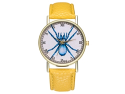 Reloj De Pulsera Unisex Informal Con Estampado De Insectos, Cuarzo Moderno, Amarillo.