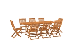 Conjunto 9 comedor de jardín VIDAXL madera maciza acacia (220x90x75cm)