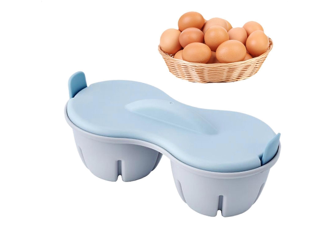 Cocedor de huevos para microondas con tapa, antiadherente, 2 cavidades para huevos pasados por agua o duros.