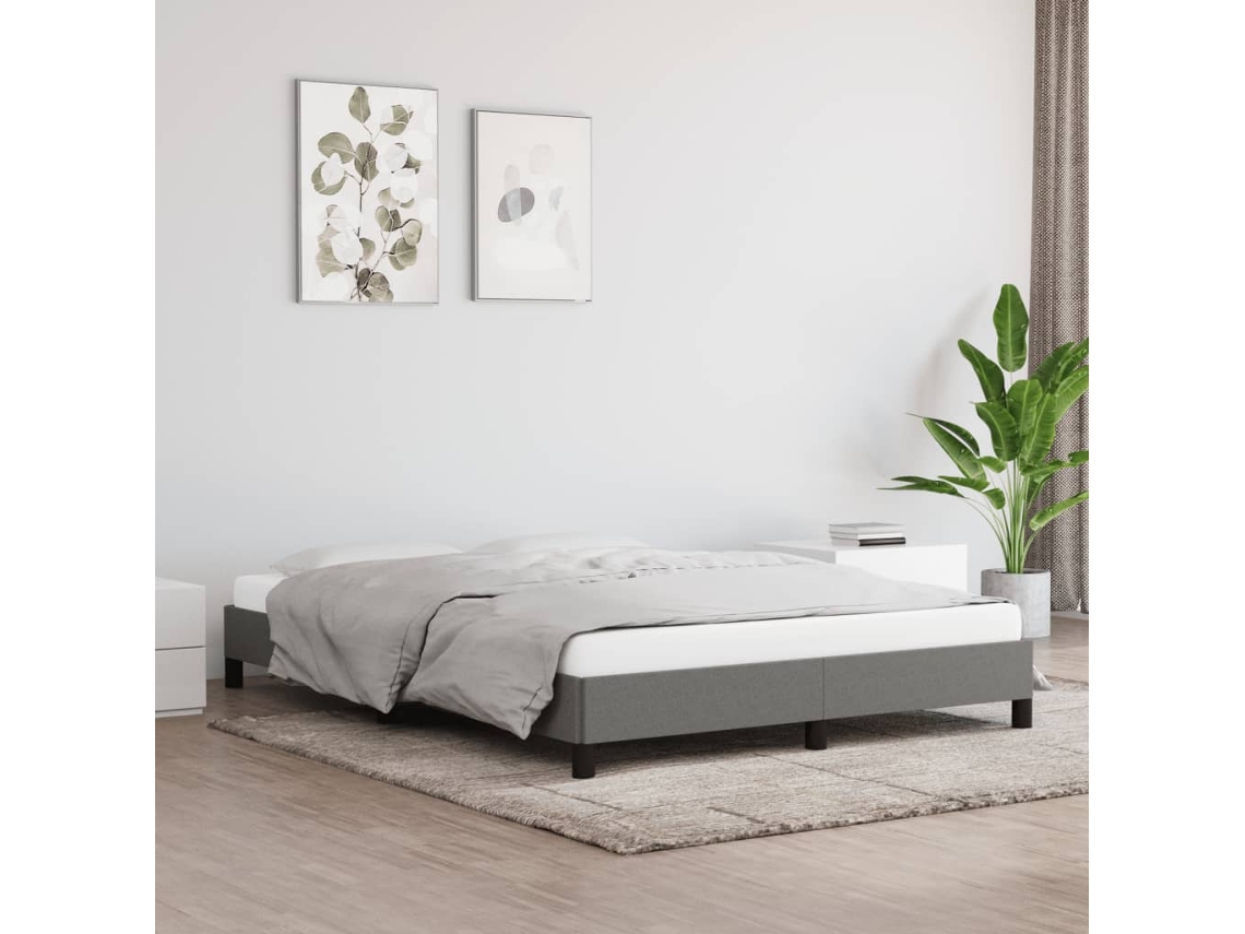 Estructura de cama sin colchón tela gris oscuro 140x200 cm