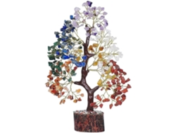 Piedra De Regalo Con Cristal Curativo Y Árbol De Plata, Altura 28 Cm, Ancho 18 Cm.