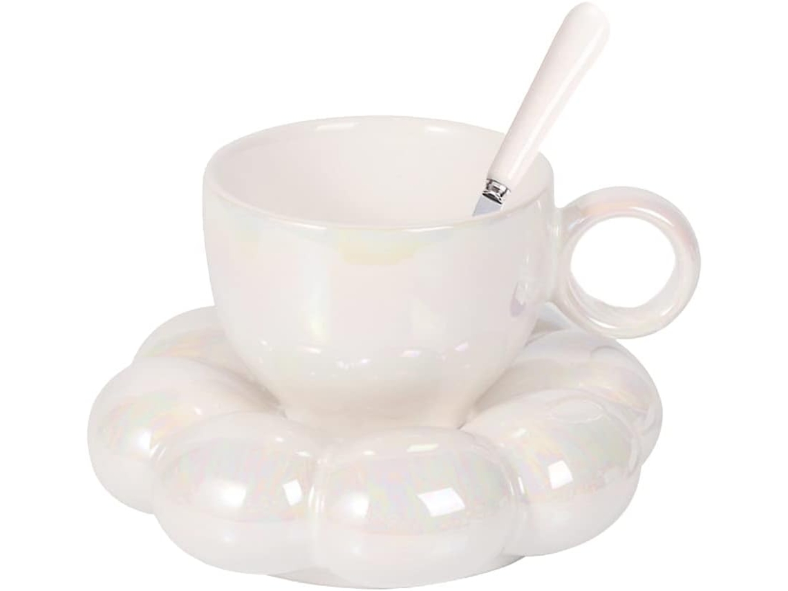 HYMNORA Juego de taza de café de cerámica creativa con posavasos de girasol, taza de té decorativa con cuerpo termoestable y asa ergonómica para uso en la ofi