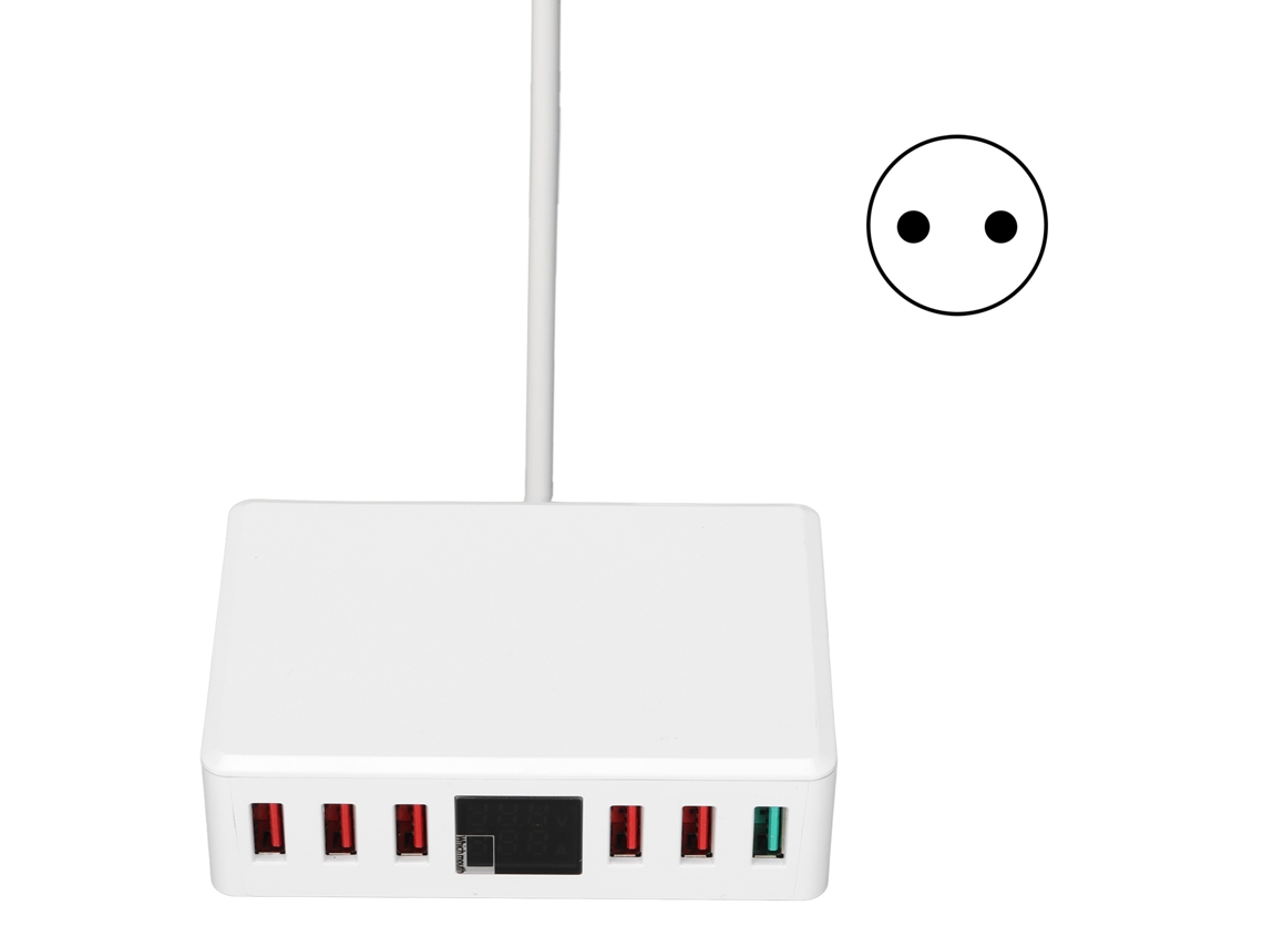 Carregador Usb Hub T9+ 6 Portas Qc 3.0 40w Estação De Carregamento Inteligente Com Display