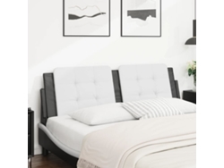 Cabecero De Cama Acolchado Cuero Sintético Blanco Negro 160 Cm