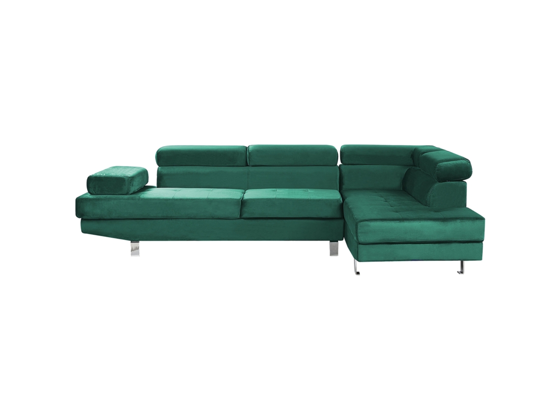 Sofá esquinero BELIANI Norrea de Terciopelo Verde 262x169x85