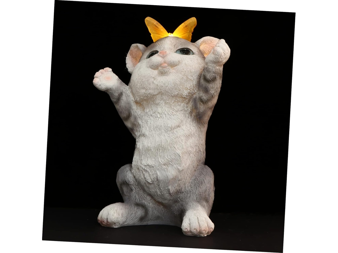 Lámpara solar con forma de gato, ideal para decorar jardines, céspedes y balcones. SFUSHOS
