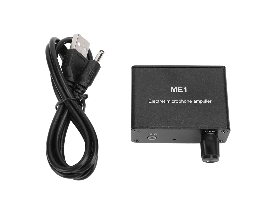 Amplificador De Micrófono Electret Con Ganancia Ajustable De 0 A 20 Db, Preamplificador De Sonido Me1, Entrada De 3,5 Mm.