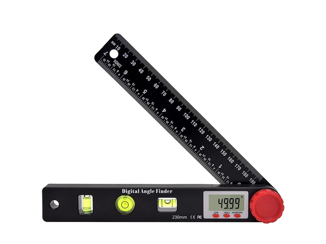 Regla Digital De Ángulos De 360°, Nivel De Burbuja De 230 Mm, Goniómetro Lcd Con Función De Retención Y Apagado Automático.
