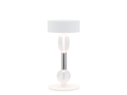 Zafferano Royal Family Wi-fi - Luminária De Mesa Led Inteligente Recarregável Com Dimmer, 36h De Autonomia - Alumínio Branco E Vidro Soprado