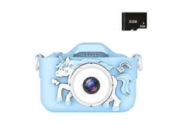 Cámara digital para niños con wifi, impresión directa, cámara HD de 1080p, tarjeta SD de 32 GB, cámara para selfies Panoona (azul)