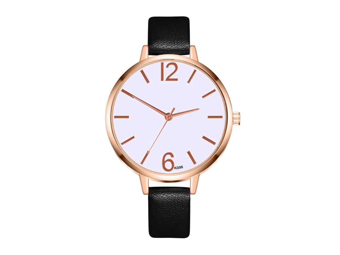 Reloj De Pulsera De Moda Para Mujer Con Correa De Piel Sintética, Esfera Redonda Y Movimiento De Cuarzo Negro.