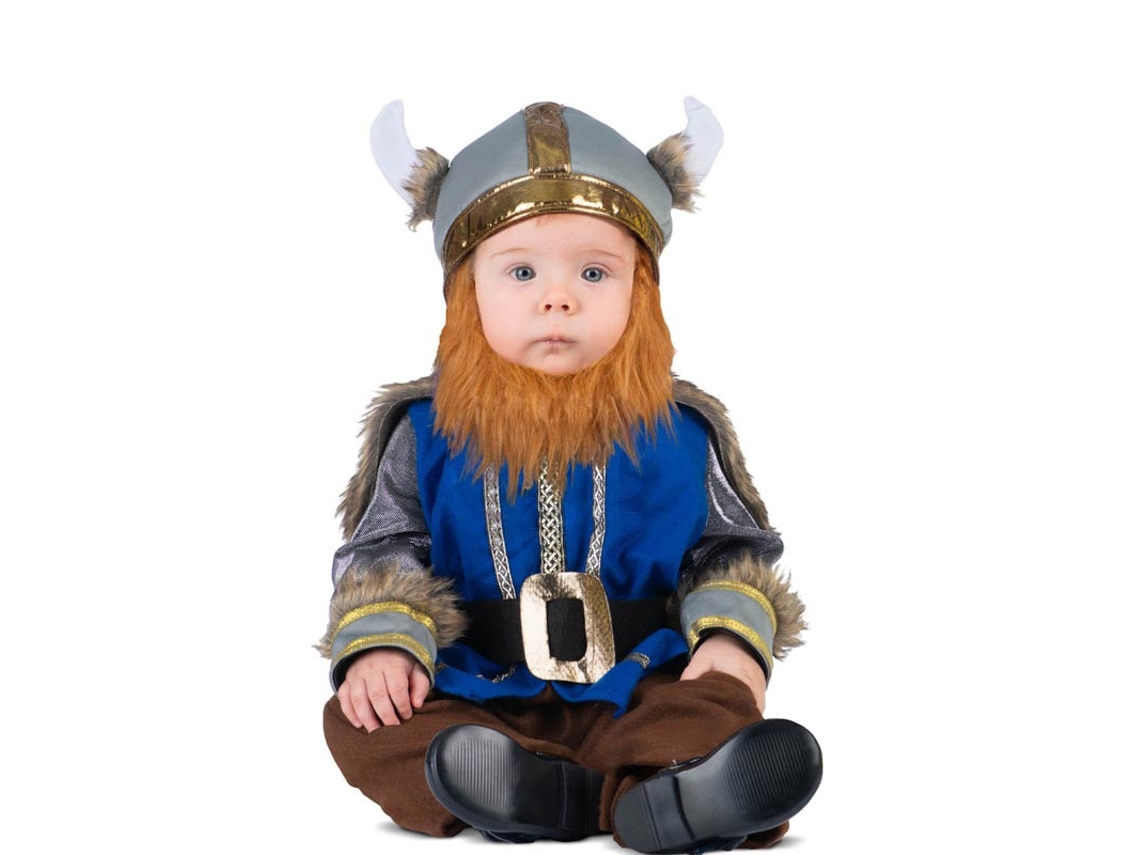 Disfraz de Vikingo azul con sombrero para bebé y niño