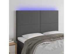 Cabecero Con Luces Led Cuero Sintético Gris 144x5x118/128 Cm