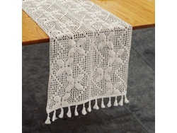 2026-mantel De Mesa Tejido A Crochet Estilo Campestre Vintage Lino Beige Claro 30x180 Cm