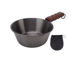 Sartén De Camping, Acero Inoxidable 304, 2000 Ml, Mango De Madera, Portátil Para Excursiones Y Picnics Al Aire Libre.