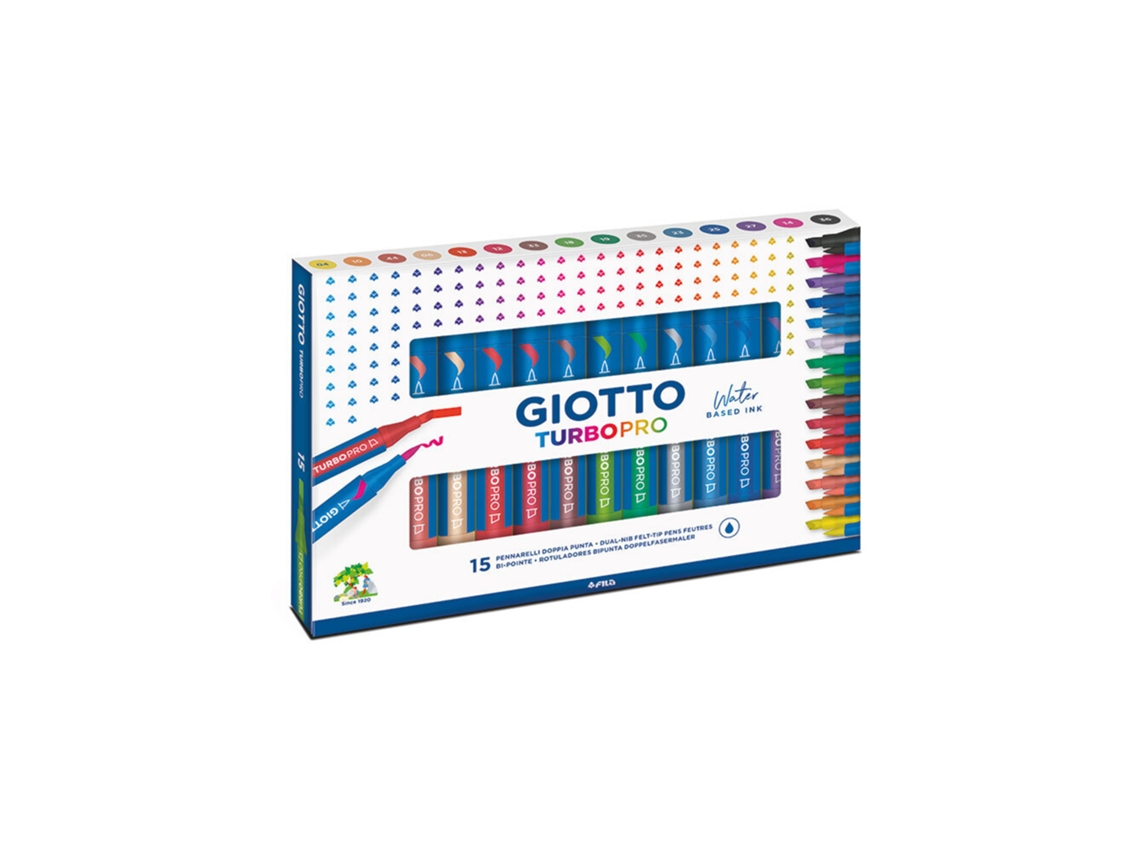 Marcador de doble punta Turbo Pro, 15 colores Giotto