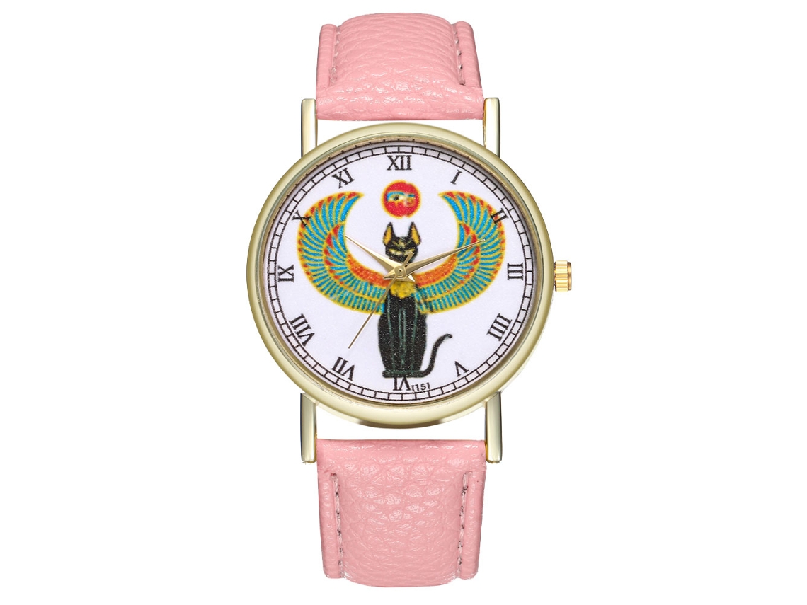 Reloj De Pulsera Analógico De Cuarzo Unisex Con Correa De Pu Rosa De Estilo Clásico.