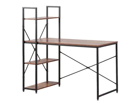 Mesa de Escritorio con Estantería EDM 75196 (Negro - Madera - Metal)