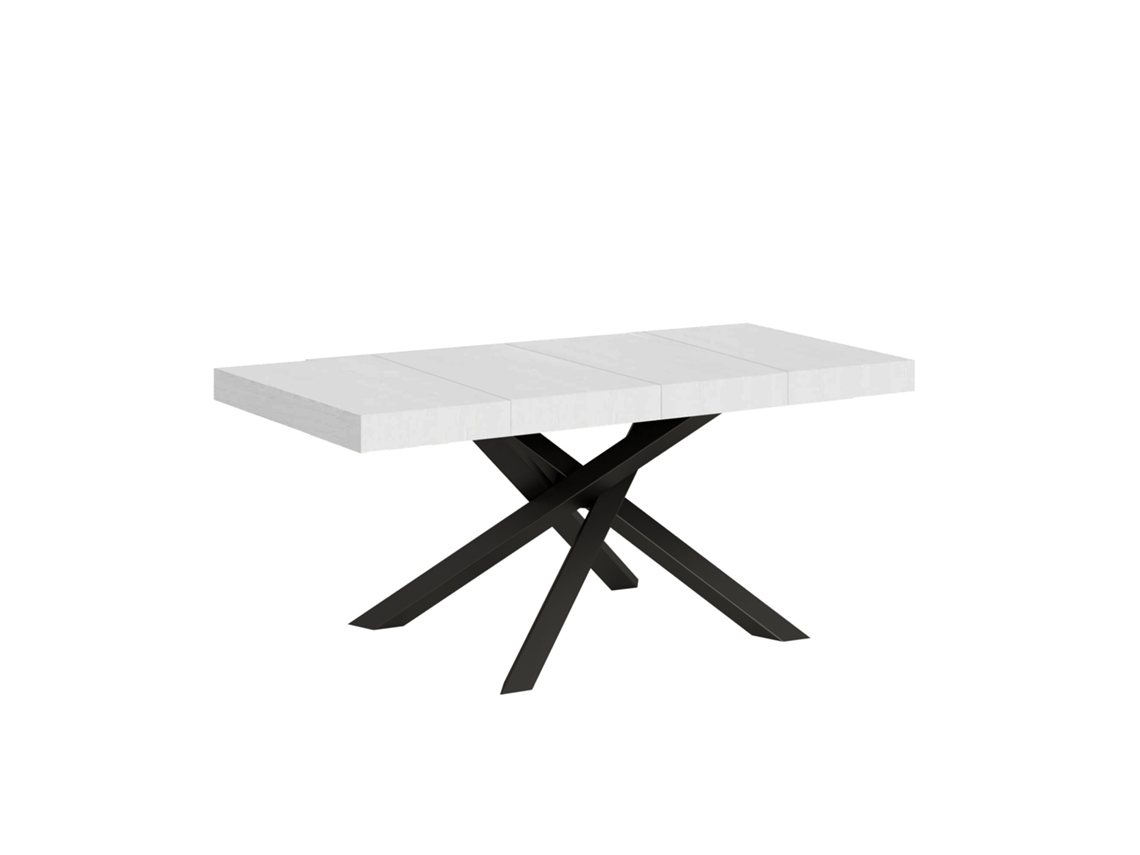 Mesa extensible 90x120/224 cm Volantis Premium Fresno Blanco estructura Antracita ITAMOBY