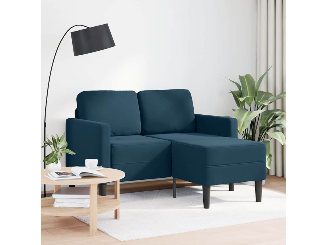 Sofá 2 Plazas | Sofá De Salón | Sofá De Descanso Con Chaise Longue En Forma L Azul 125 Cm