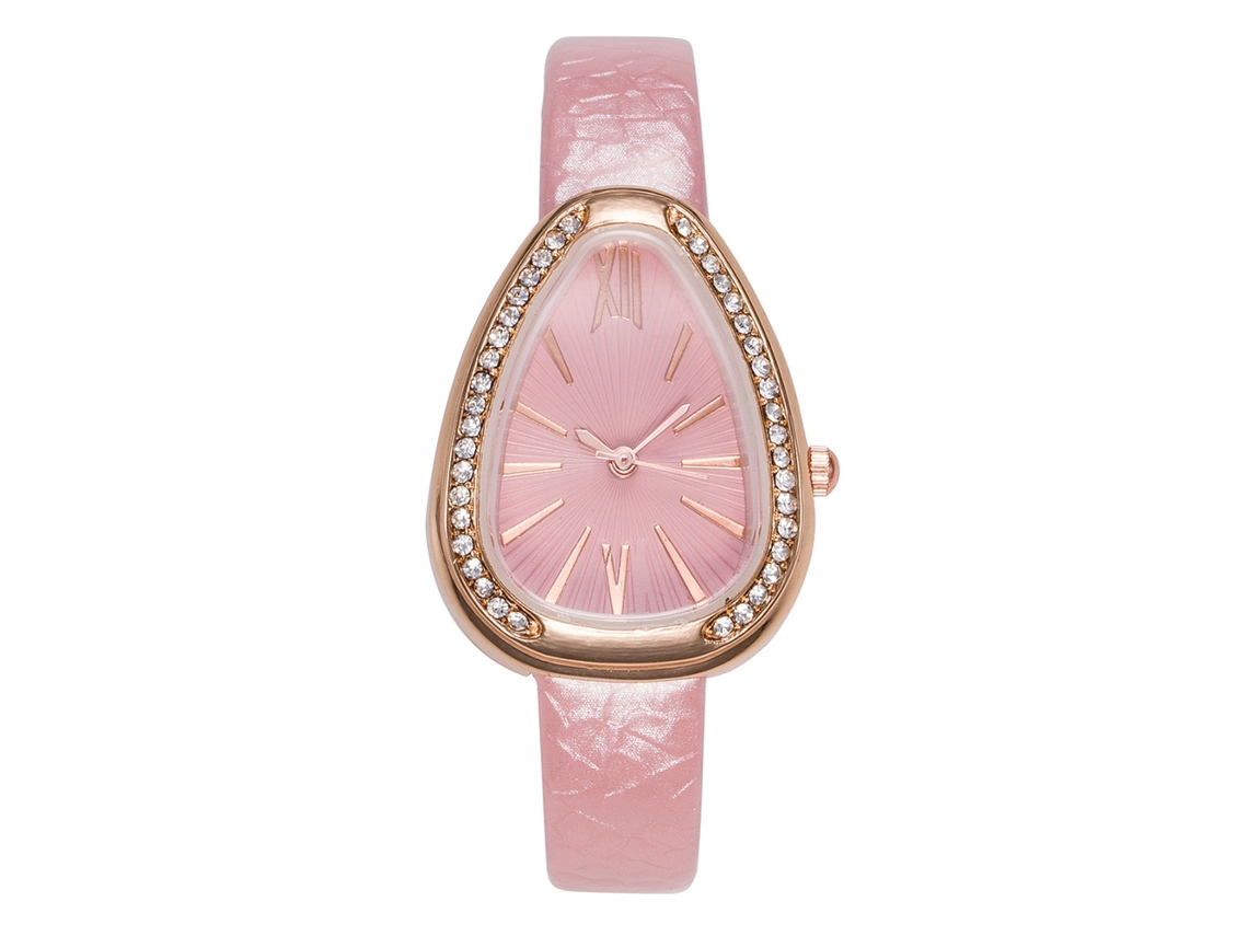 Reloj De Pulsera Para Mujer, Estilo Estudiante, Con Pedrería, Correa De Piel Sintética, Movimiento De Cuarzo Analógico, Forma Redonda (marrón).