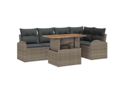 Maison Exclusive - Conjunto de sofás de jardín con cojines de mano, 6 piezas, gris