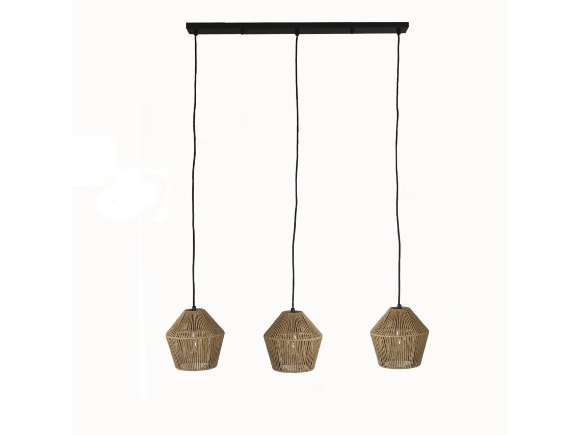 Lámpara Colgante LEDKIA (Beige - E27 - 3x40 W - Papel Trenzado)