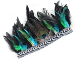 Diadema Elegante De Plumas De Pavo Real Estilo Bohemio De Nuobesty, Chic, Ligera Y Elástica.