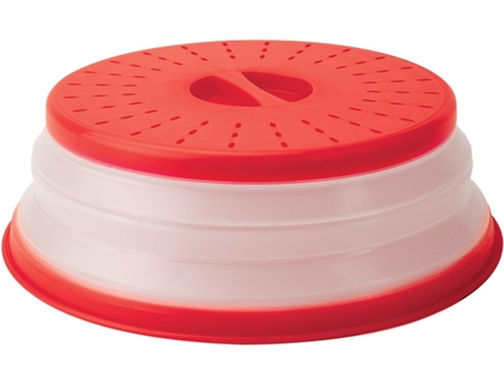 Cubierta antisalpicaduras plegable para microondas, cubierta para microondas para alimentos, silicona y plástico sin BPA -Rojo